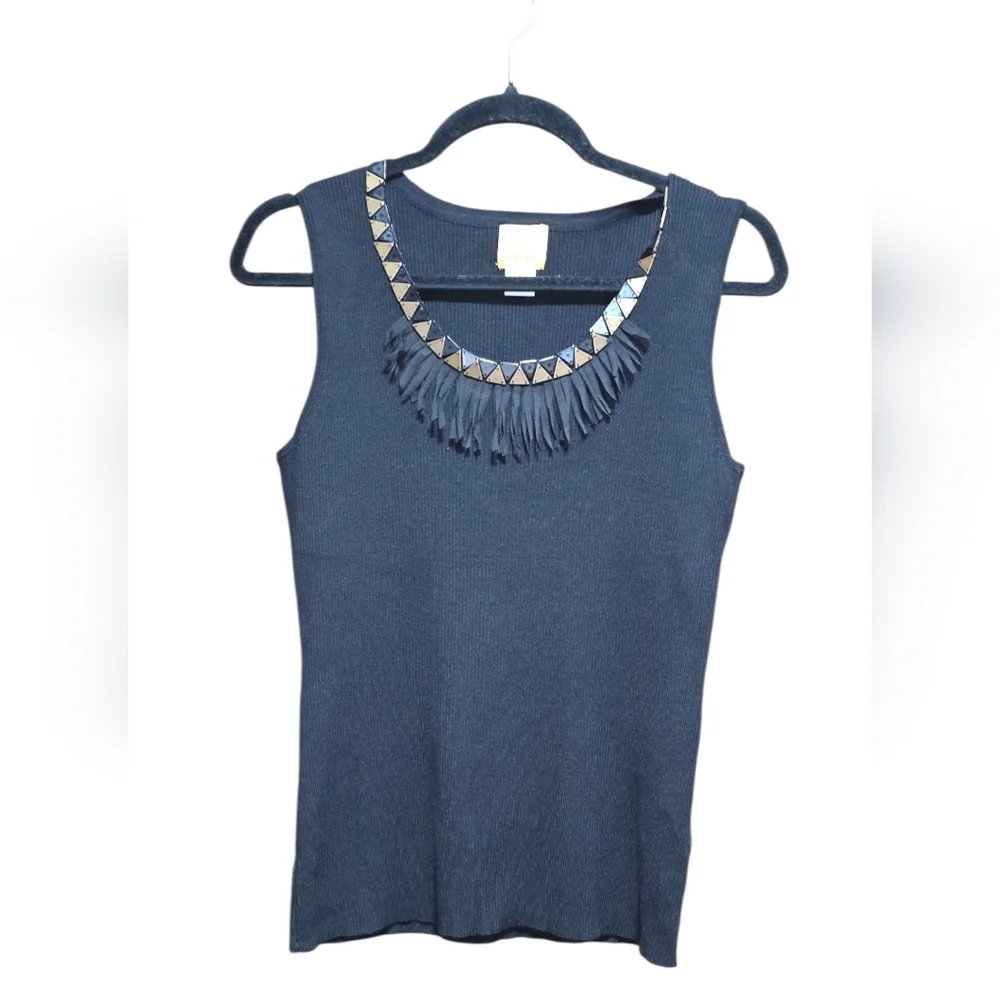 Ruby Rd Beaded & Fringe Neckline Tanktop - Picture 4 of 10
